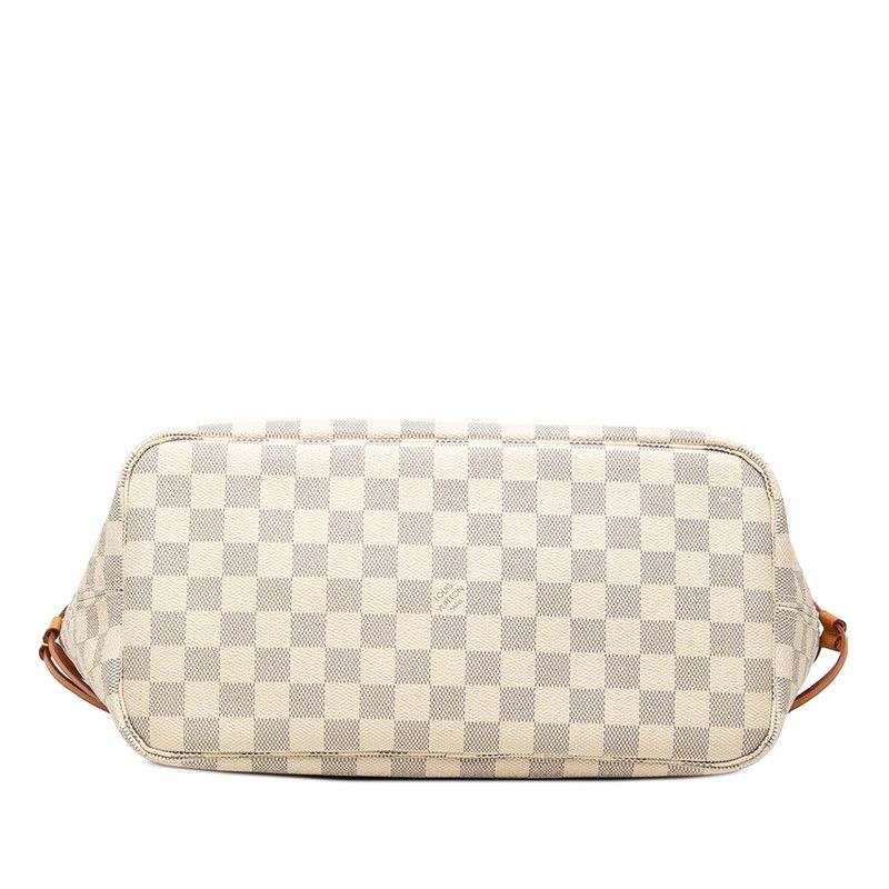 Louis Vuitton Damier Azur Neverfull MM Tote Shoulder Bag White Leather — view 3