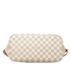 Louis Vuitton Damier Azur Neverfull MM Tote Shoulder Bag White Leather — view 3
