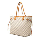 Louis Vuitton Damier Azur Neverfull MM Tote Shoulder Bag White Leather — view 2