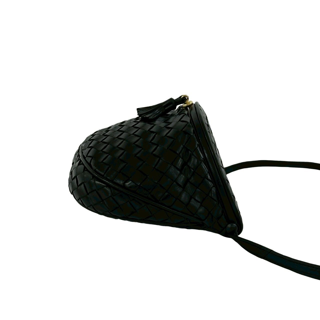 Bottega Veneta Vintage Intrecciato Tassel Leather Shoulder Bag Black — view 6
