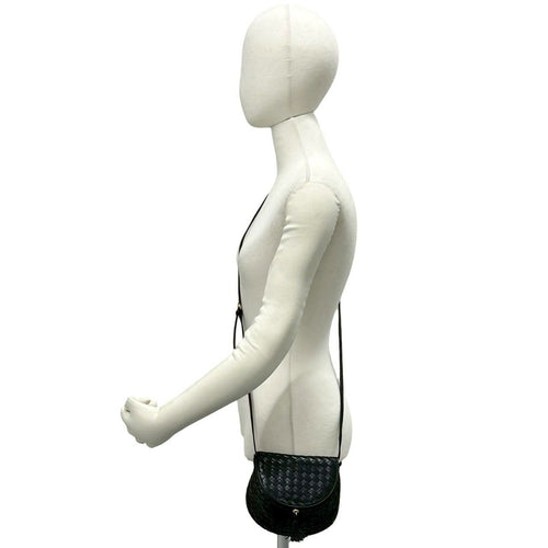 Bottega Veneta Vintage Intrecciato Tassel Leather Shoulder Bag Black — view 2