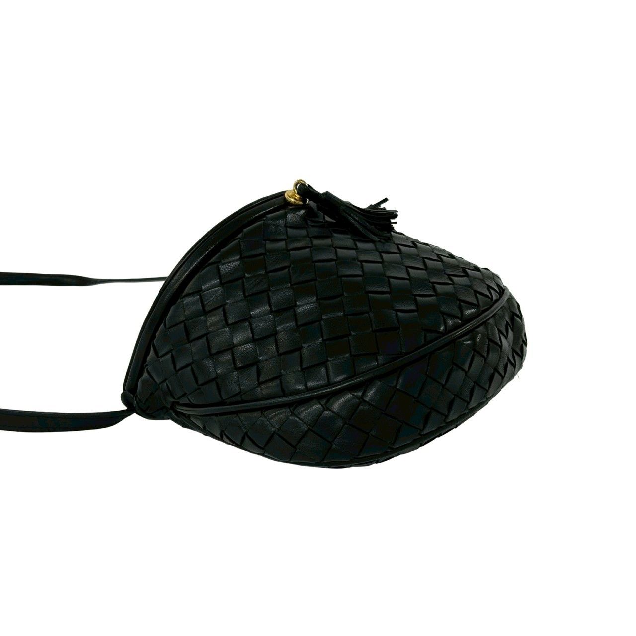 Bottega Veneta Vintage Intrecciato Tassel Leather Shoulder Bag Black — view 7
