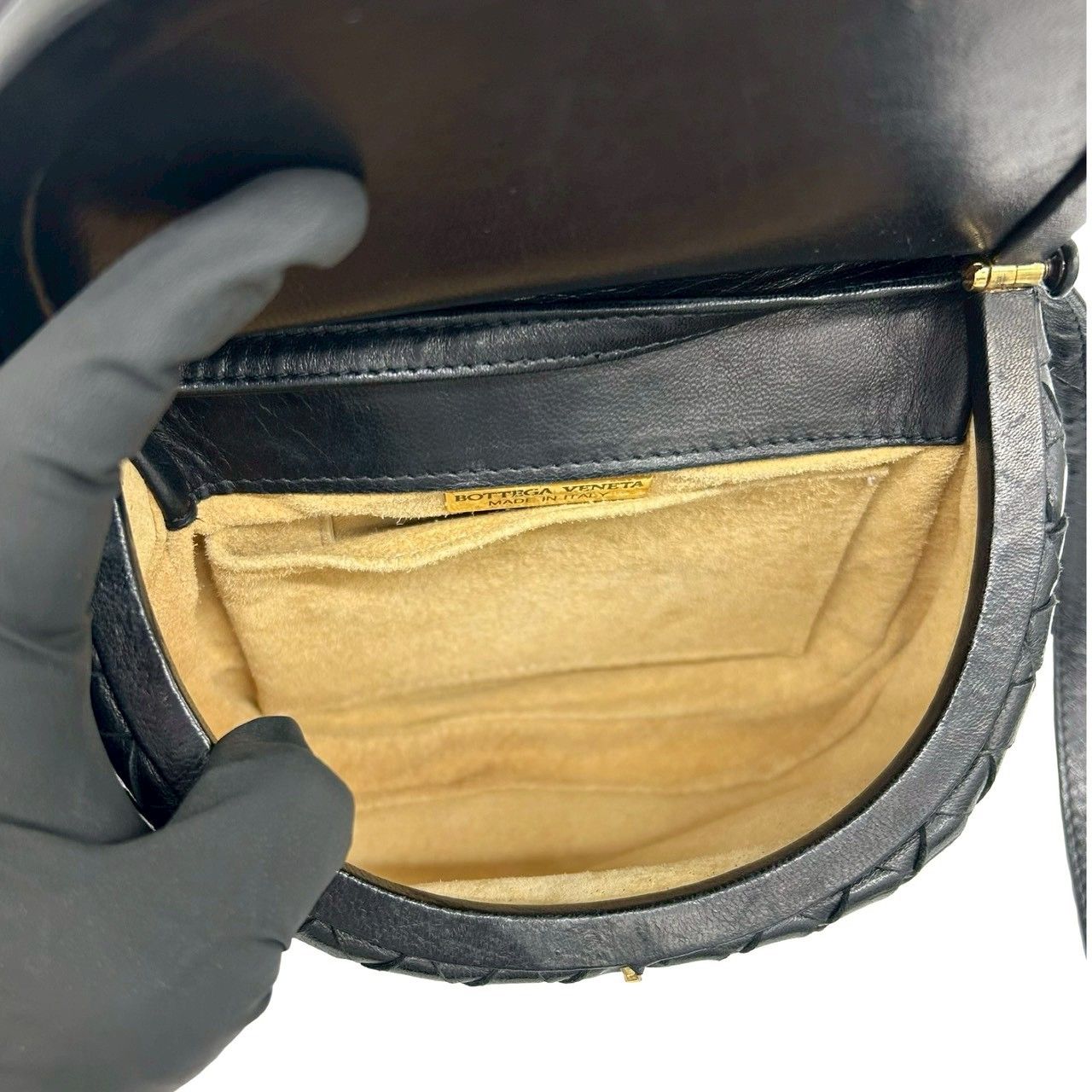 Bottega Veneta Vintage Intrecciato Tassel Leather Shoulder Bag Black — view 9