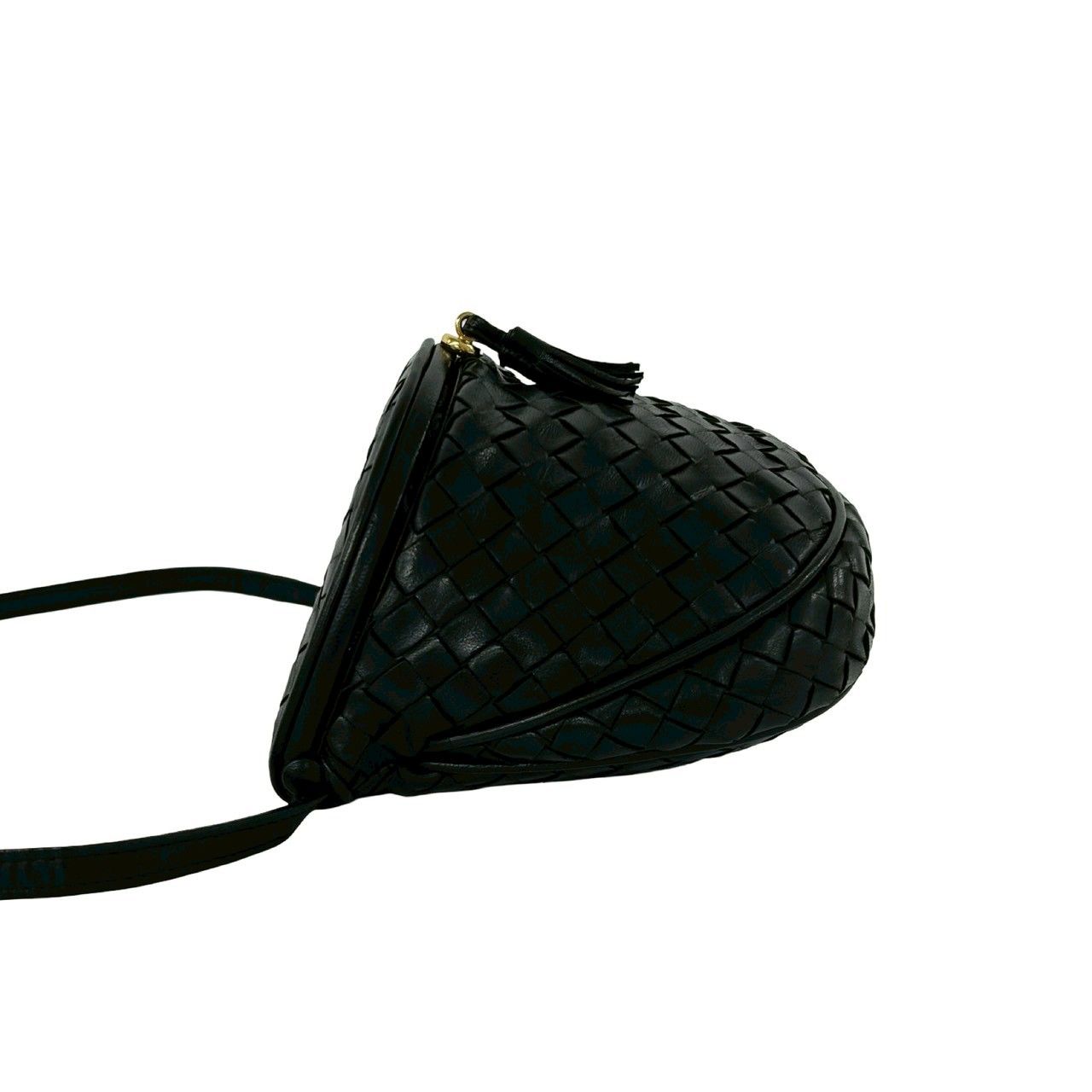 Bottega Veneta Vintage Intrecciato Tassel Leather Shoulder Bag Black — view 5