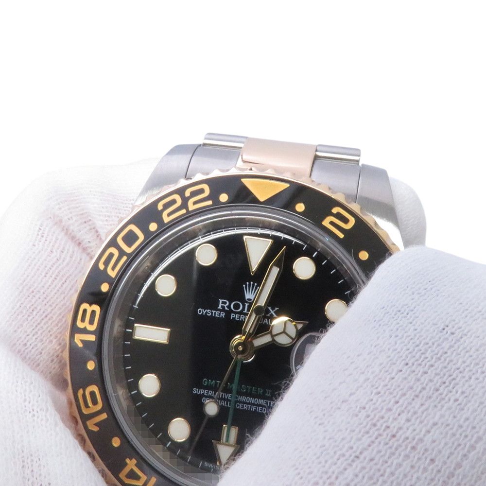 Rolex GMT Master 2 Date SS 18k Yellow Gold Number Watch Combination Black Dial — view 5