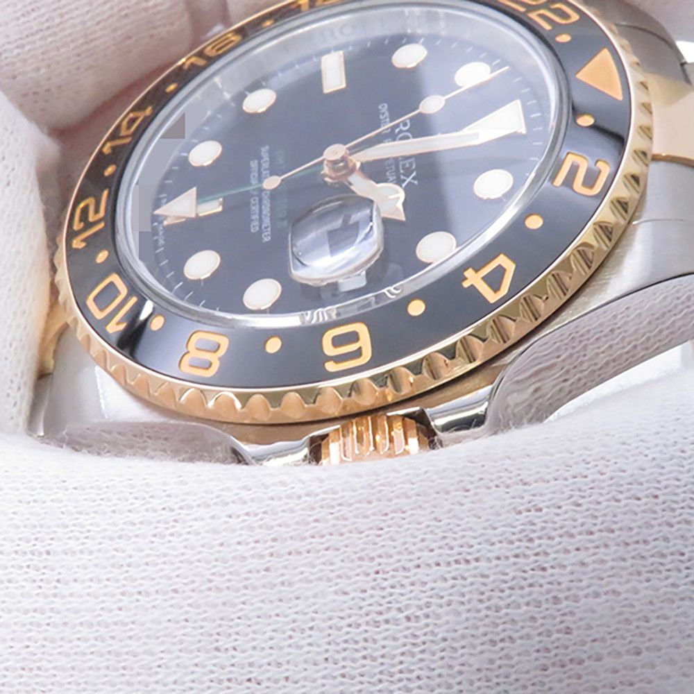 Rolex GMT Master 2 Date SS 18k Yellow Gold Number Watch Combination Black Dial — view 4