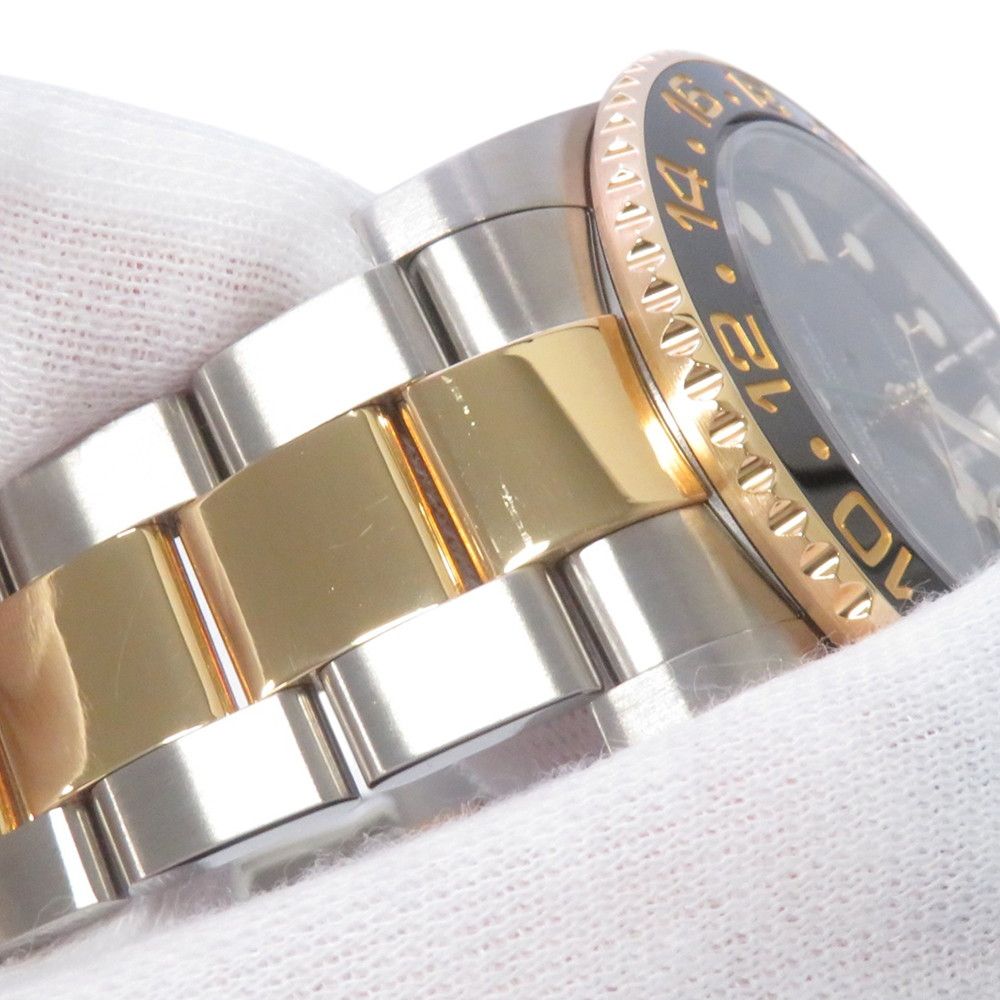Rolex GMT Master 2 Date SS 18k Yellow Gold Number Watch Combination Black Dial — view 6