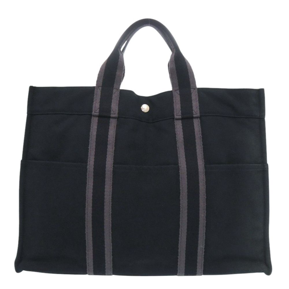 Hermes Fourre Tout MM Cotton Canvas Black Tote — view 2