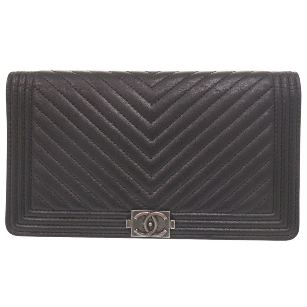 Chanel Boy CC Logo Lambskin Black Wallet