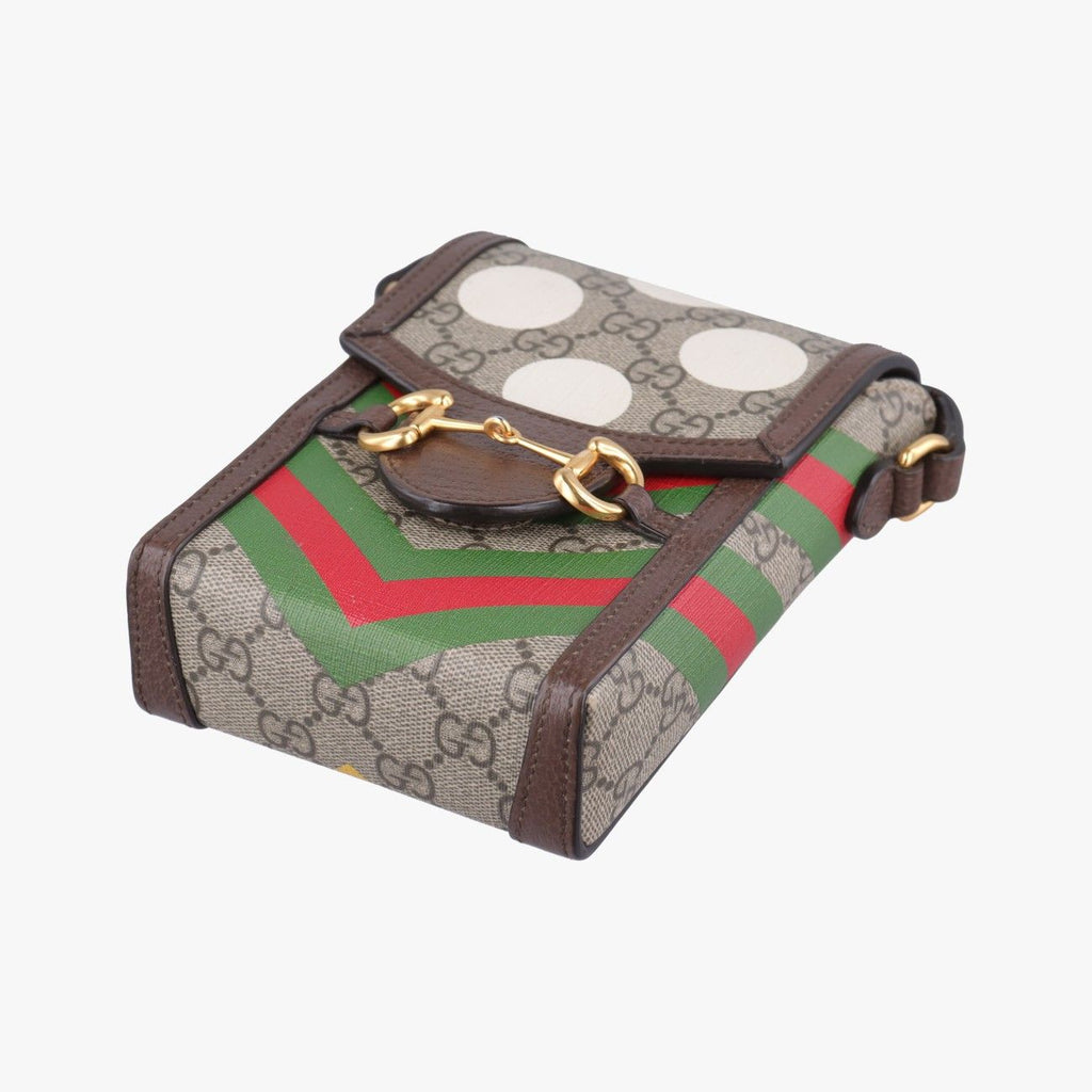Gucci Horsebit Beige Multicolor Canvas Shoulder — view 4