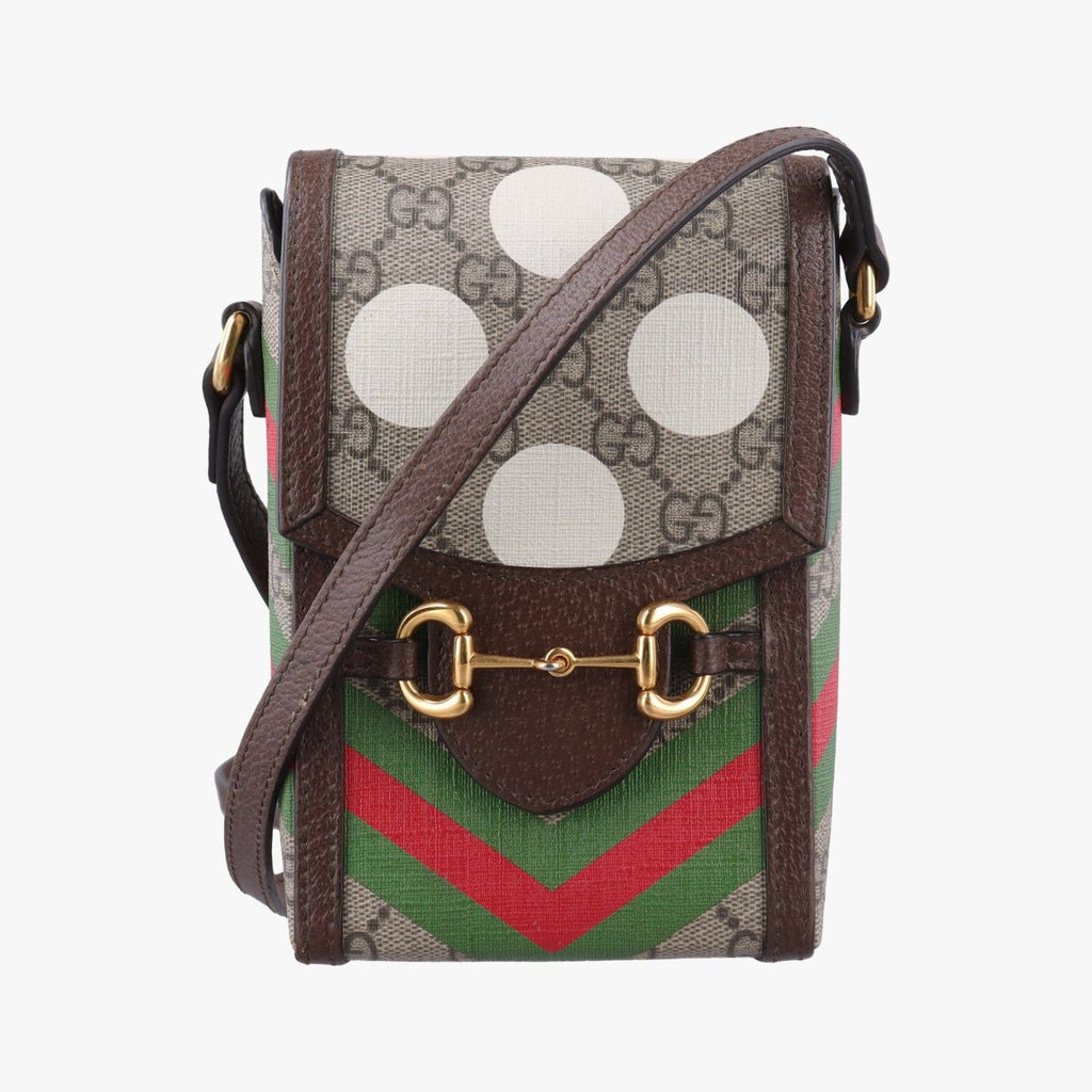 Gucci Horsebit Beige Multicolor Canvas Shoulder
