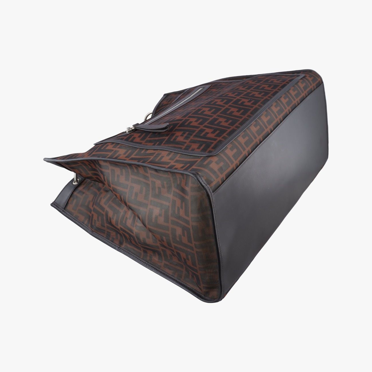 Fendi Zucca Pattern Brown Mesh Calf Leather Shoulder — view 5