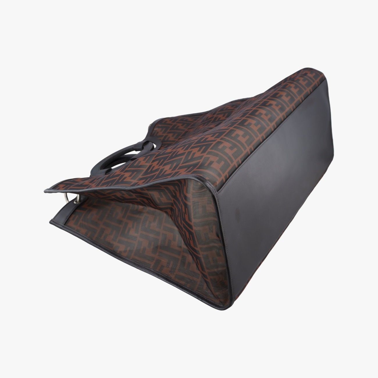 Fendi Zucca Pattern Brown Mesh Calf Leather Shoulder — view 7
