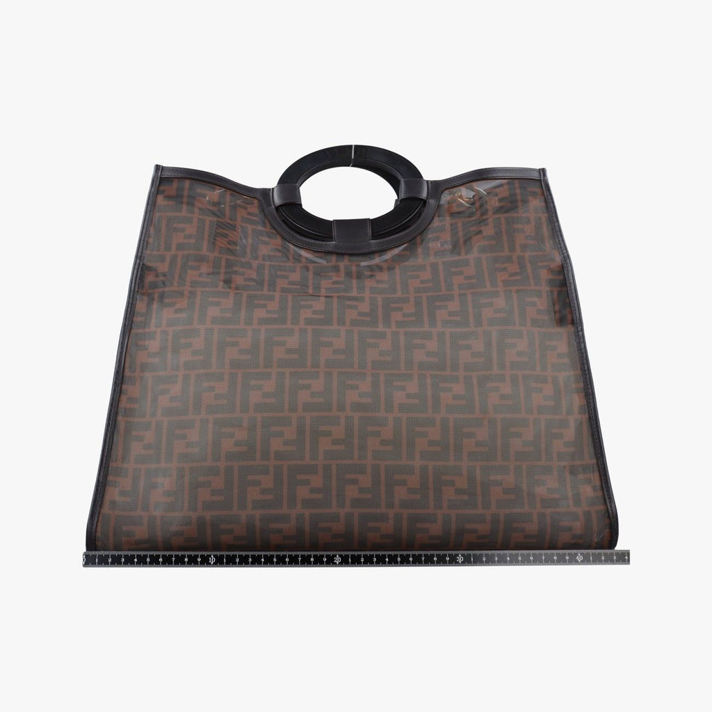 Fendi Zucca Pattern Brown Mesh Calf Leather Shoulder — view 2