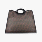 Fendi Zucca Pattern Brown Mesh Calf Leather Shoulder — view 2