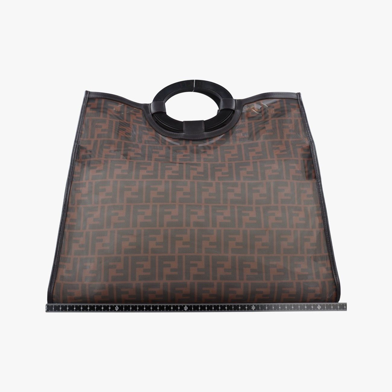 Fendi Zucca Pattern Brown Mesh Calf Leather Shoulder — view 2