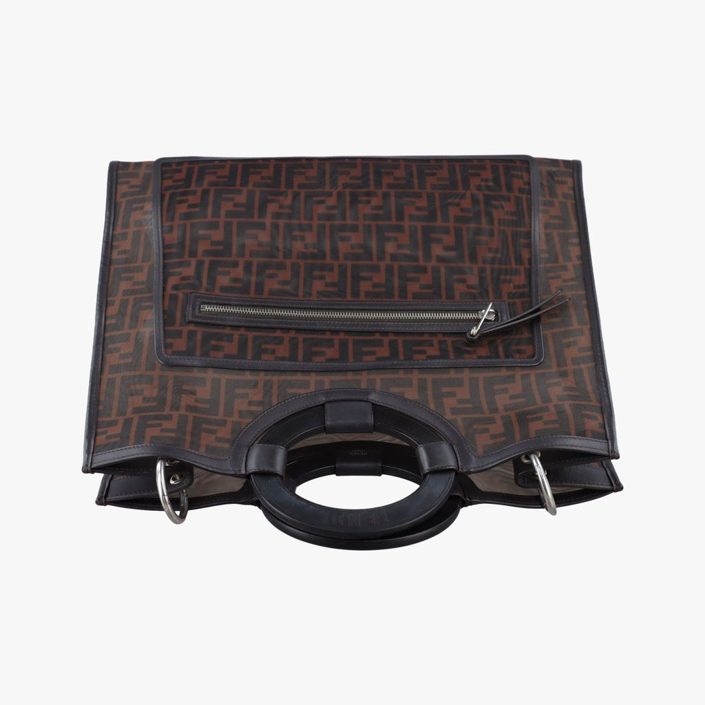 Fendi Zucca Pattern Brown Mesh Calf Leather Shoulder — view 8