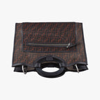 Fendi Zucca Pattern Brown Mesh Calf Leather Shoulder — view 8