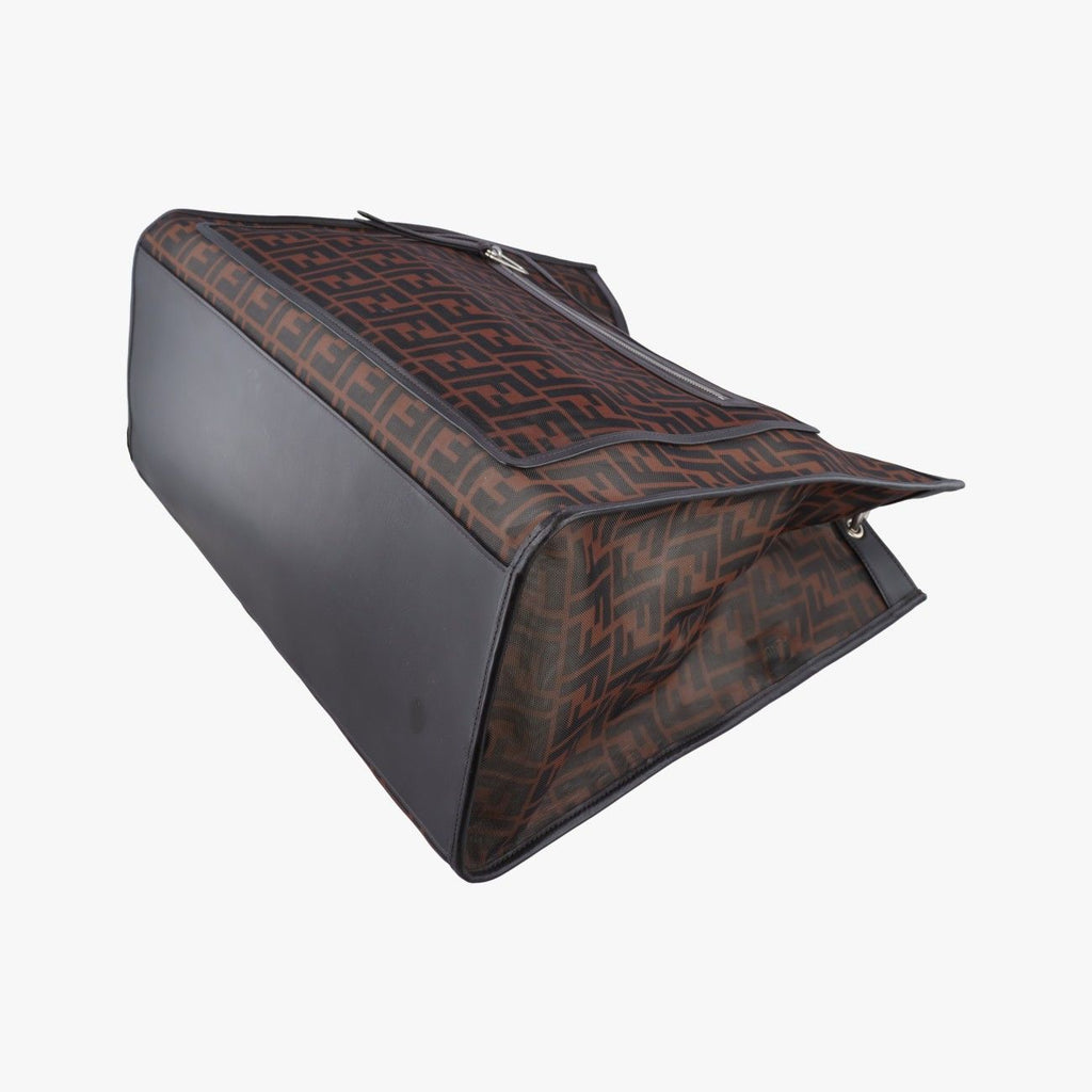 Fendi Zucca Pattern Brown Mesh Calf Leather Shoulder — view 4