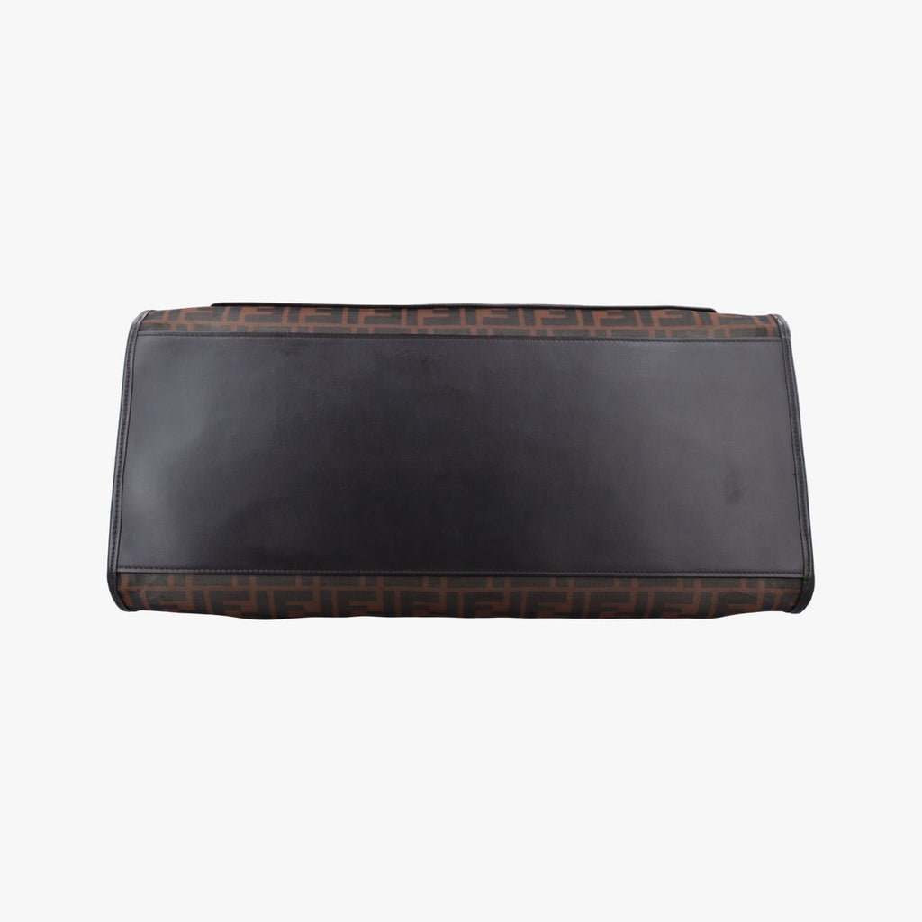 Fendi Zucca Pattern Brown Mesh Calf Leather Shoulder — view 3