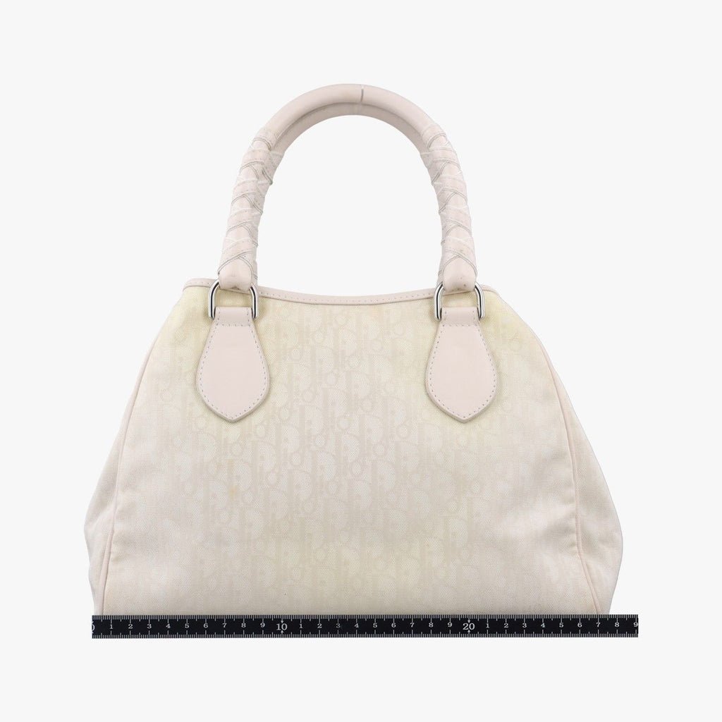 Dior Oblique Beige Canvas Leather Handbag — view 2