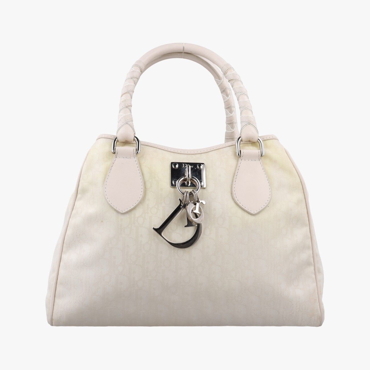 Dior Oblique Beige Canvas Leather Handbag