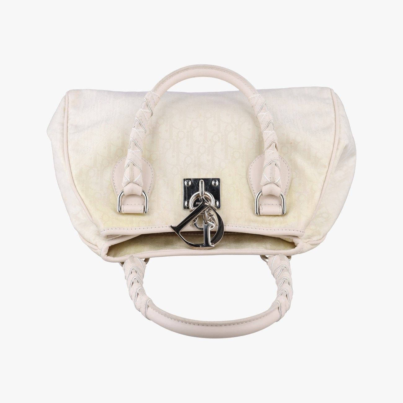 Dior Oblique Beige Canvas Leather Handbag — view 8