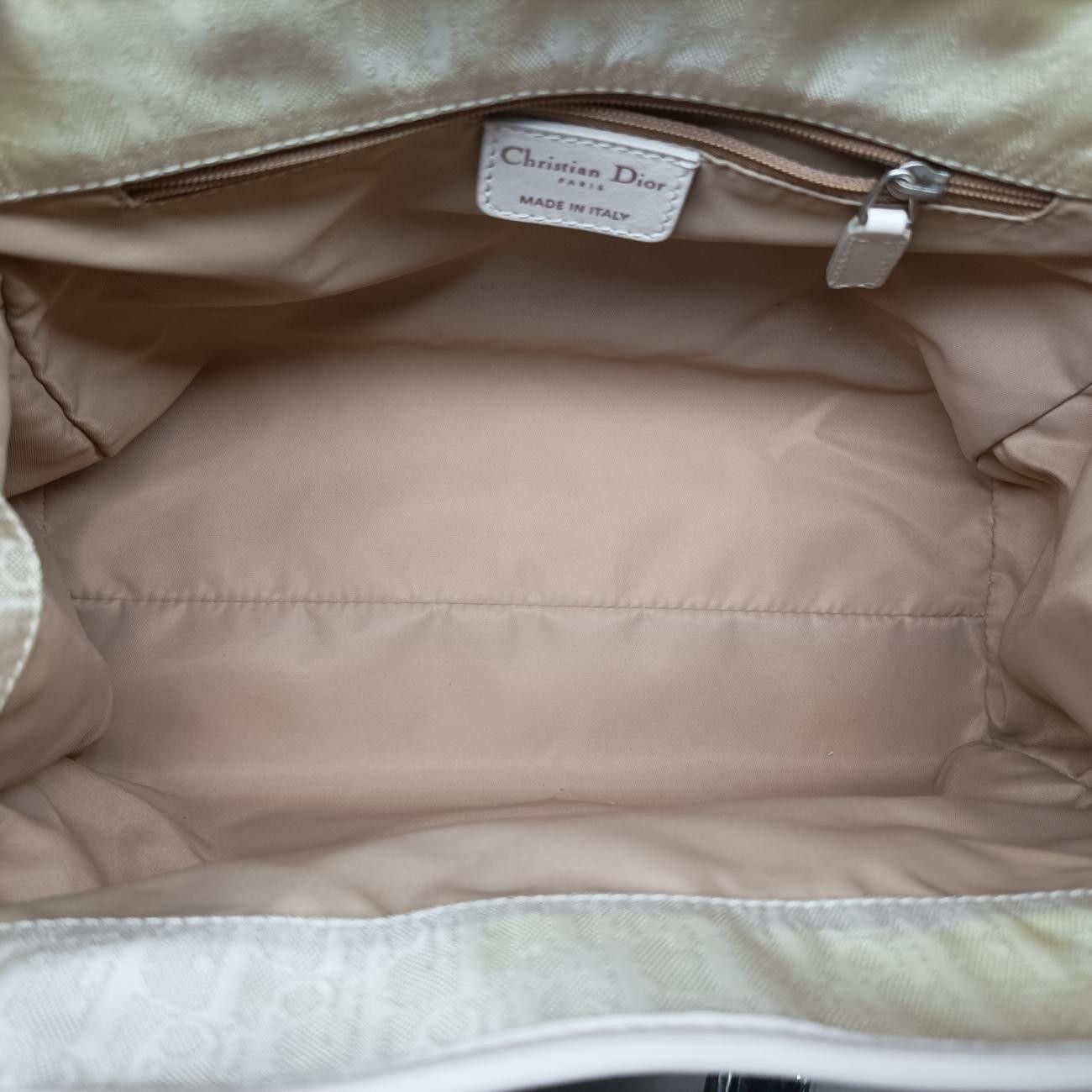 Dior Oblique Beige Canvas Leather Handbag — view 9