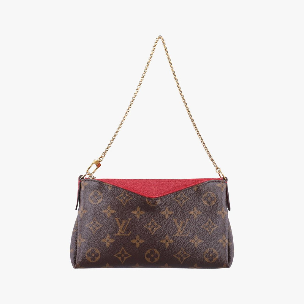 Louis Vuitton Pallas Clutch Monogram Brown Cerise Canvas Calf Leather