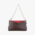 Louis Vuitton Pallas Clutch Monogram Brown Cerise Canvas Calf Leather