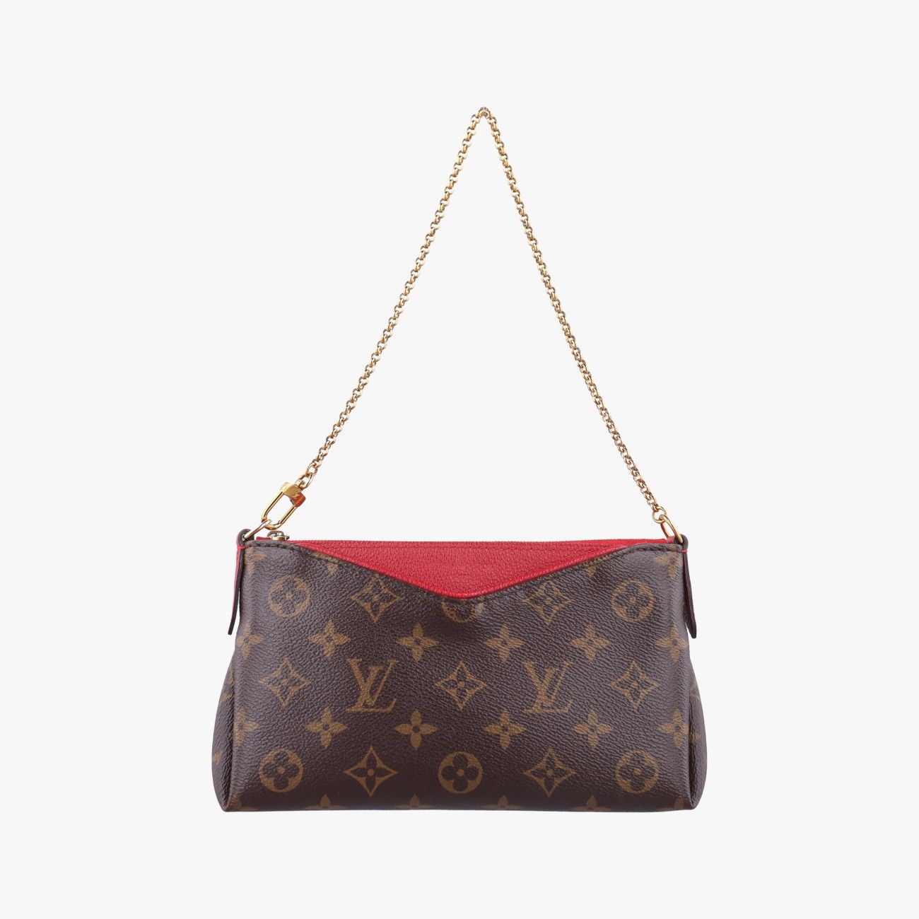 Louis Vuitton Pallas Clutch Monogram Brown Cerise Canvas Calf Leather