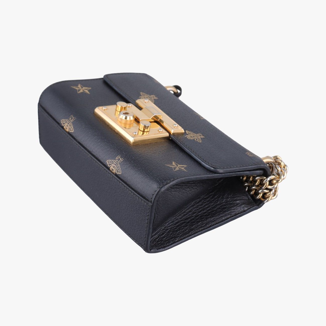 Gucci Padlock Black Gold Leather Shoulder — view 4