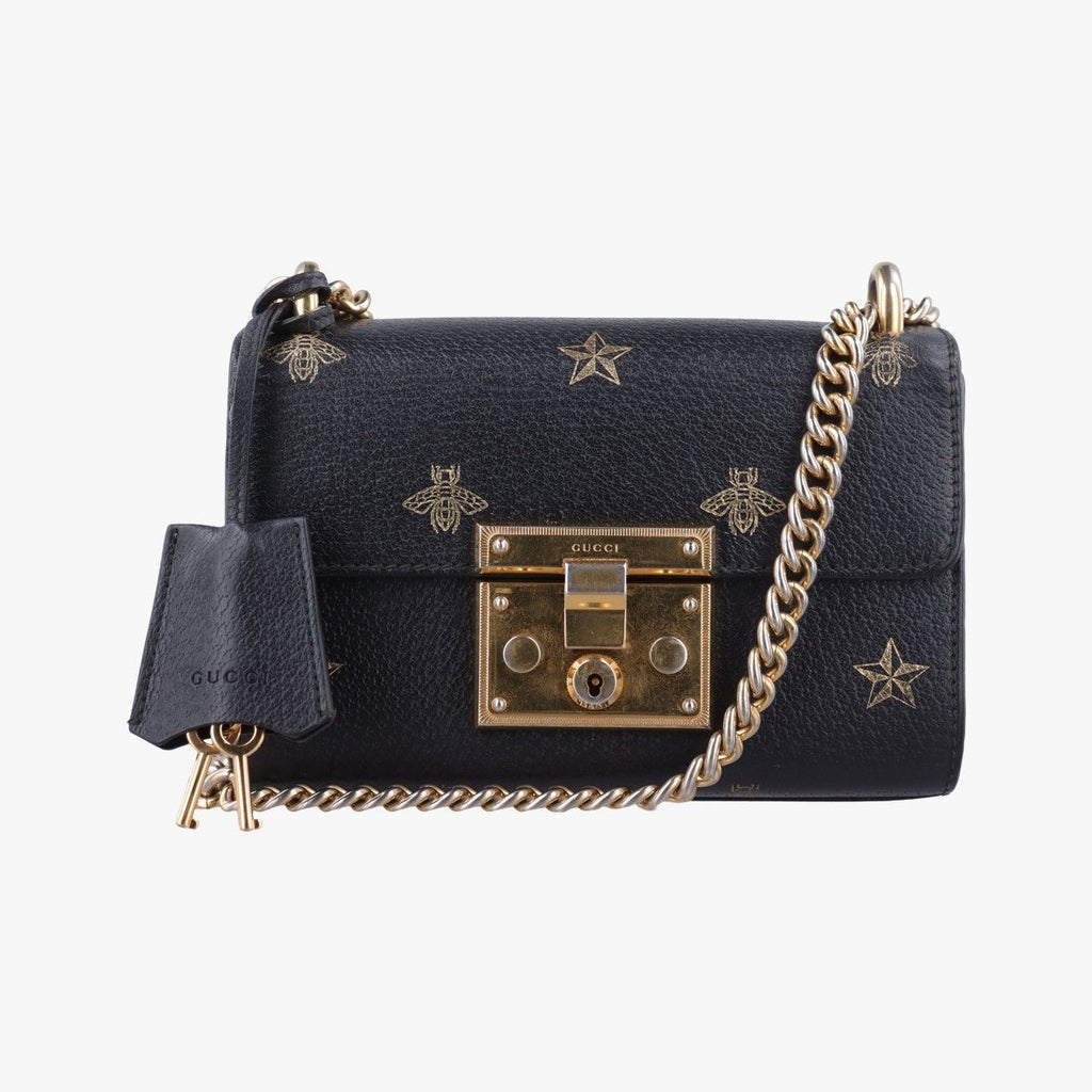 Gucci Padlock Black Gold Leather Shoulder
