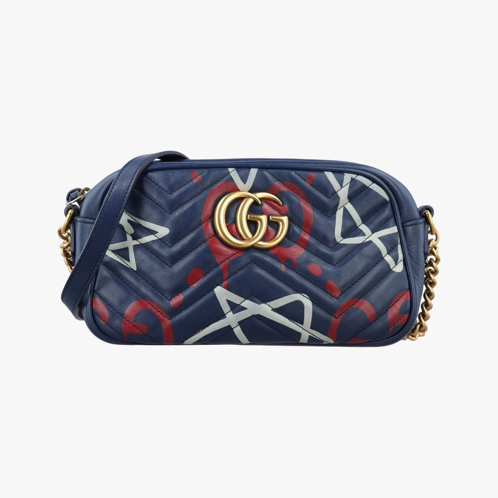 Gucci GG Marmont Blue Leather Shoulder