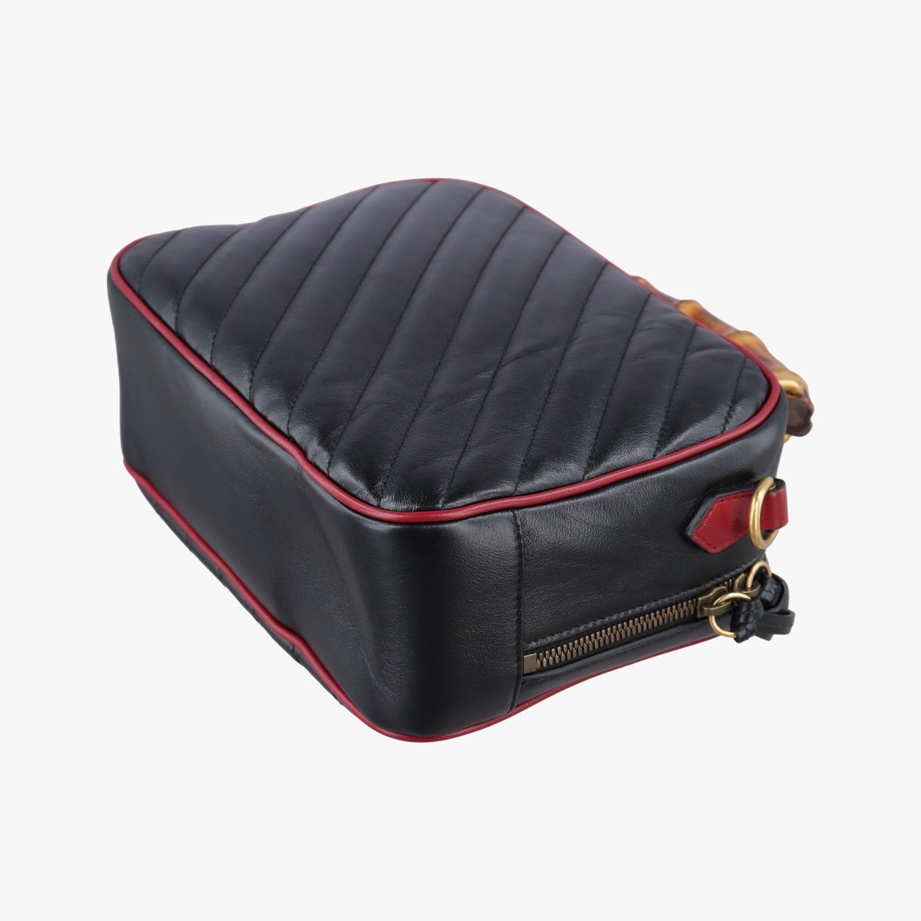 Gucci GG Marmont Bamboo Top Handle Black Red Leather — view 6