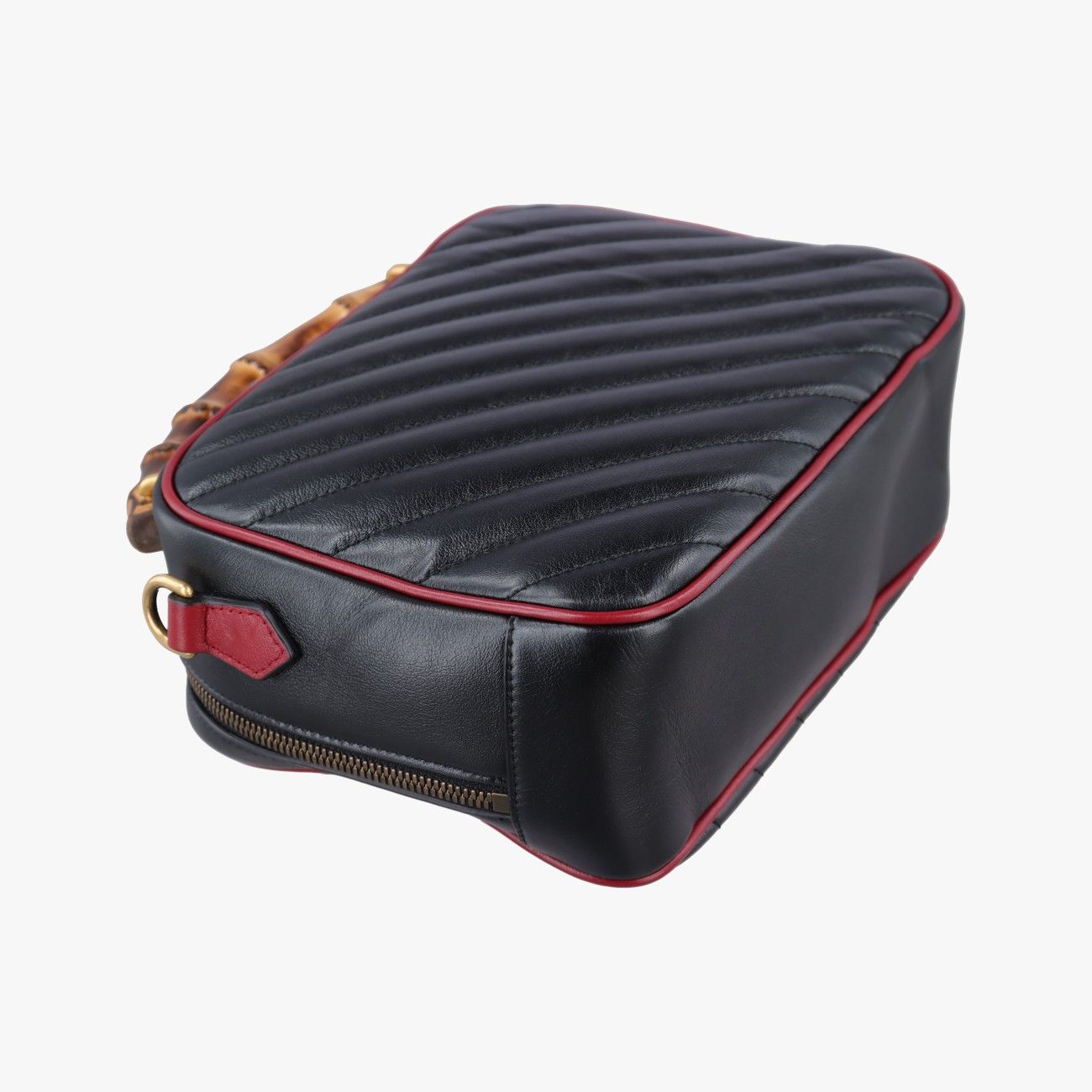 Gucci GG Marmont Bamboo Top Handle Black Red Leather — view 7