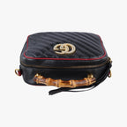 Gucci GG Marmont Bamboo Top Handle Black Red Leather — view 8