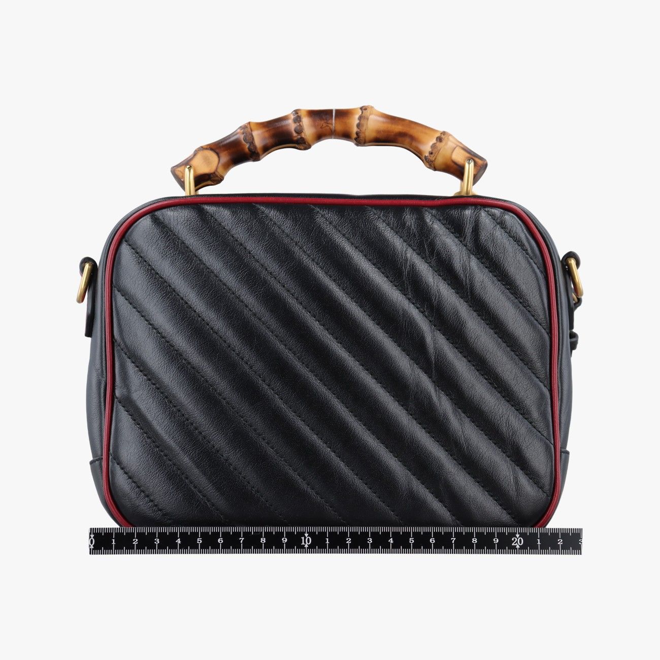 Gucci GG Marmont Bamboo Top Handle Black Red Leather — view 2