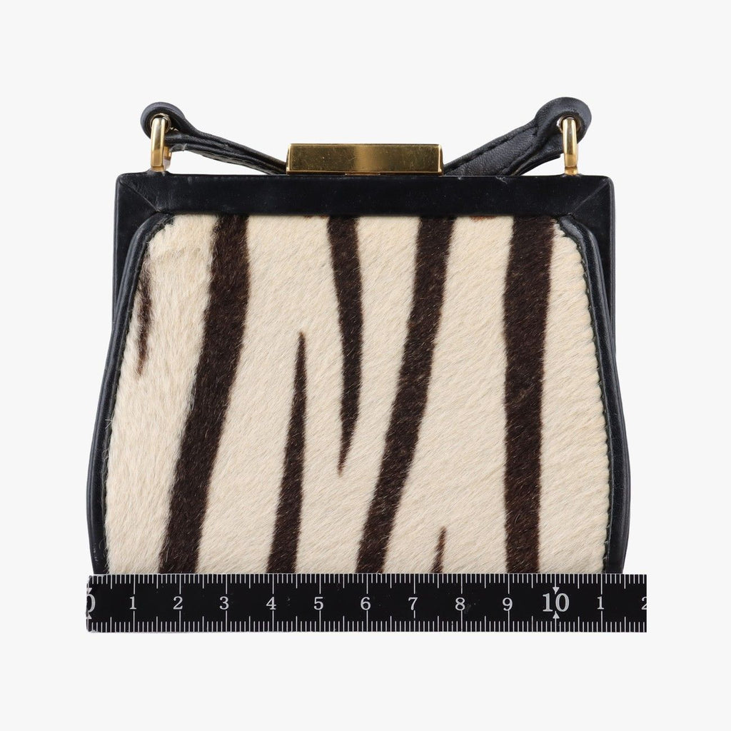 Gucci Zebra Print Beige Black Calf Hair Leather Shoulder — view 2
