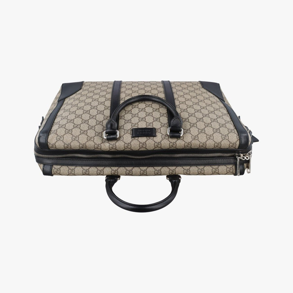 Gucci Carre Beige Black Canvas Leather Handbag — view 8