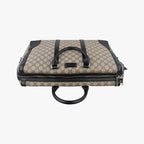Gucci Carre Beige Black Canvas Leather Handbag — view 8