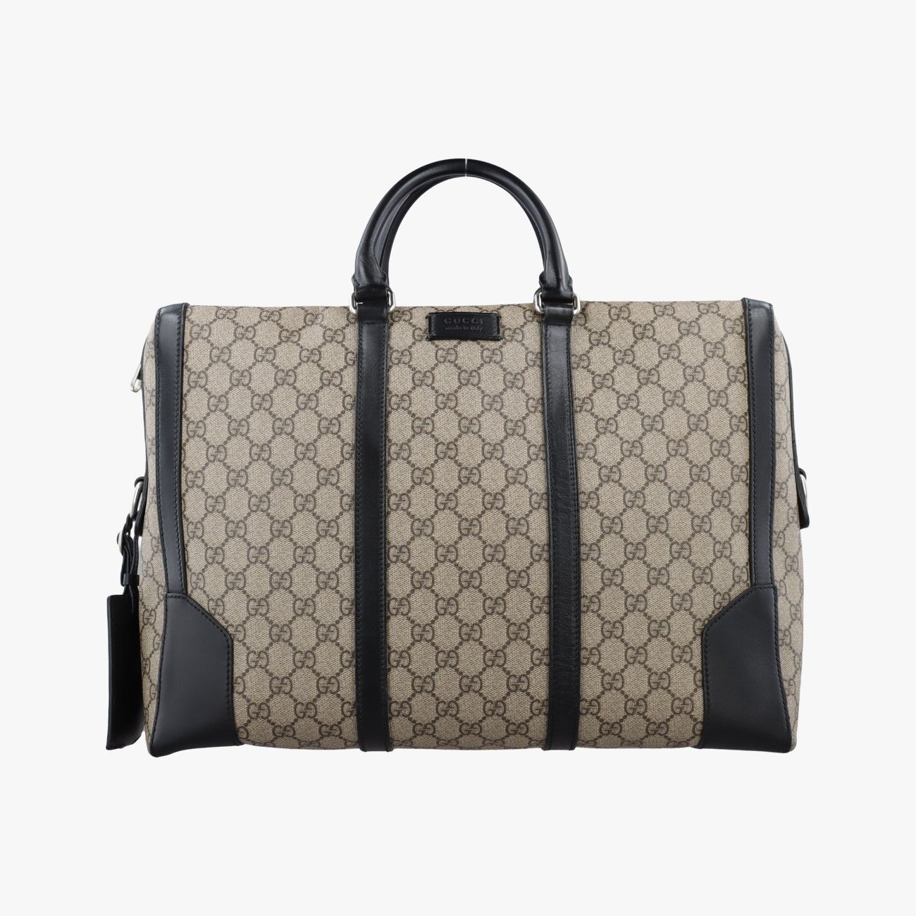 Gucci Carre Beige Black Canvas Leather Handbag