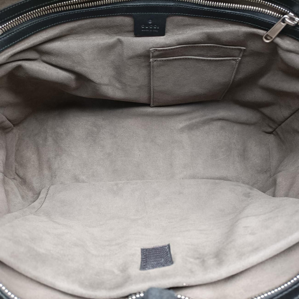 Gucci Carre Beige Black Canvas Leather Handbag — view 9