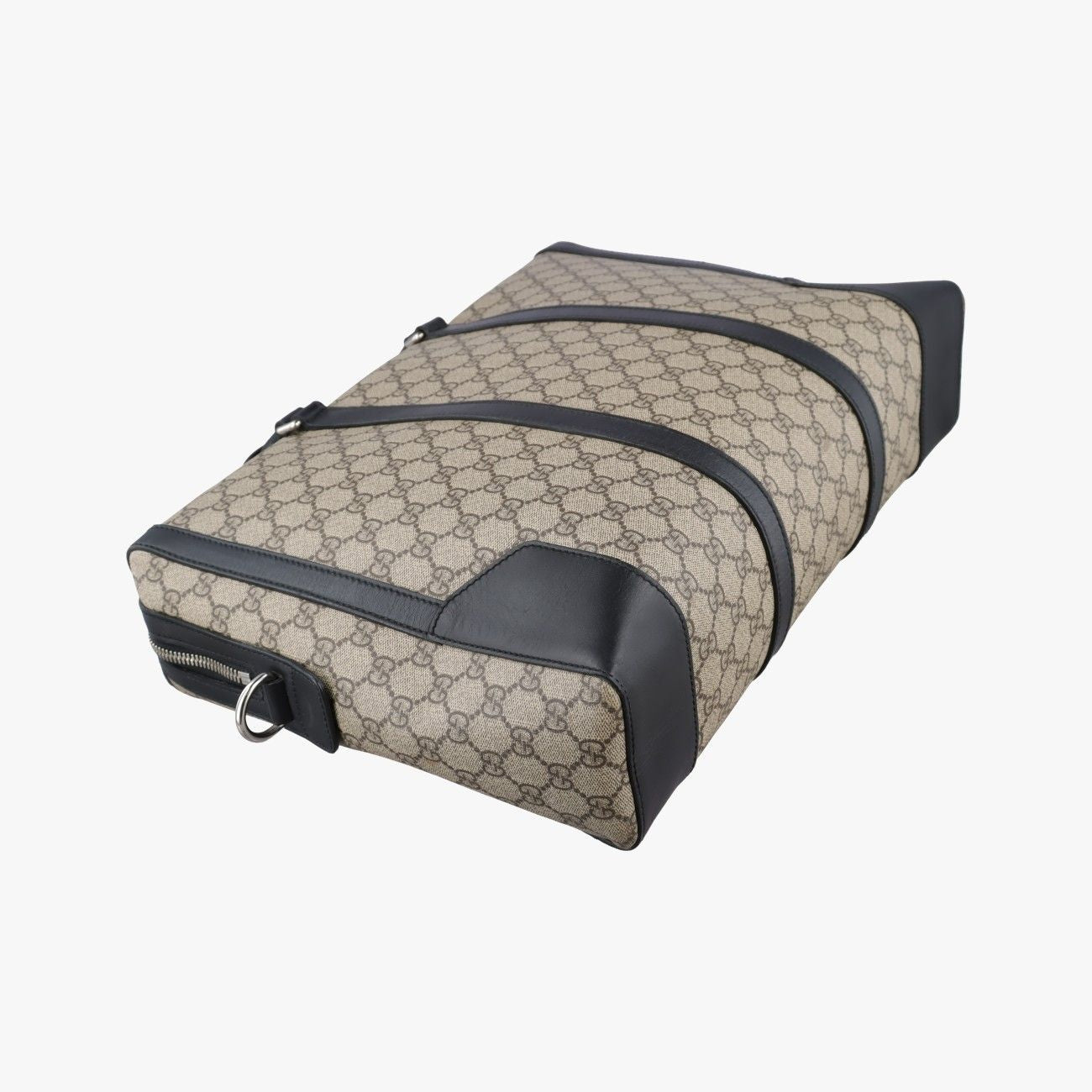 Gucci Carre Beige Black Canvas Leather Handbag — view 7
