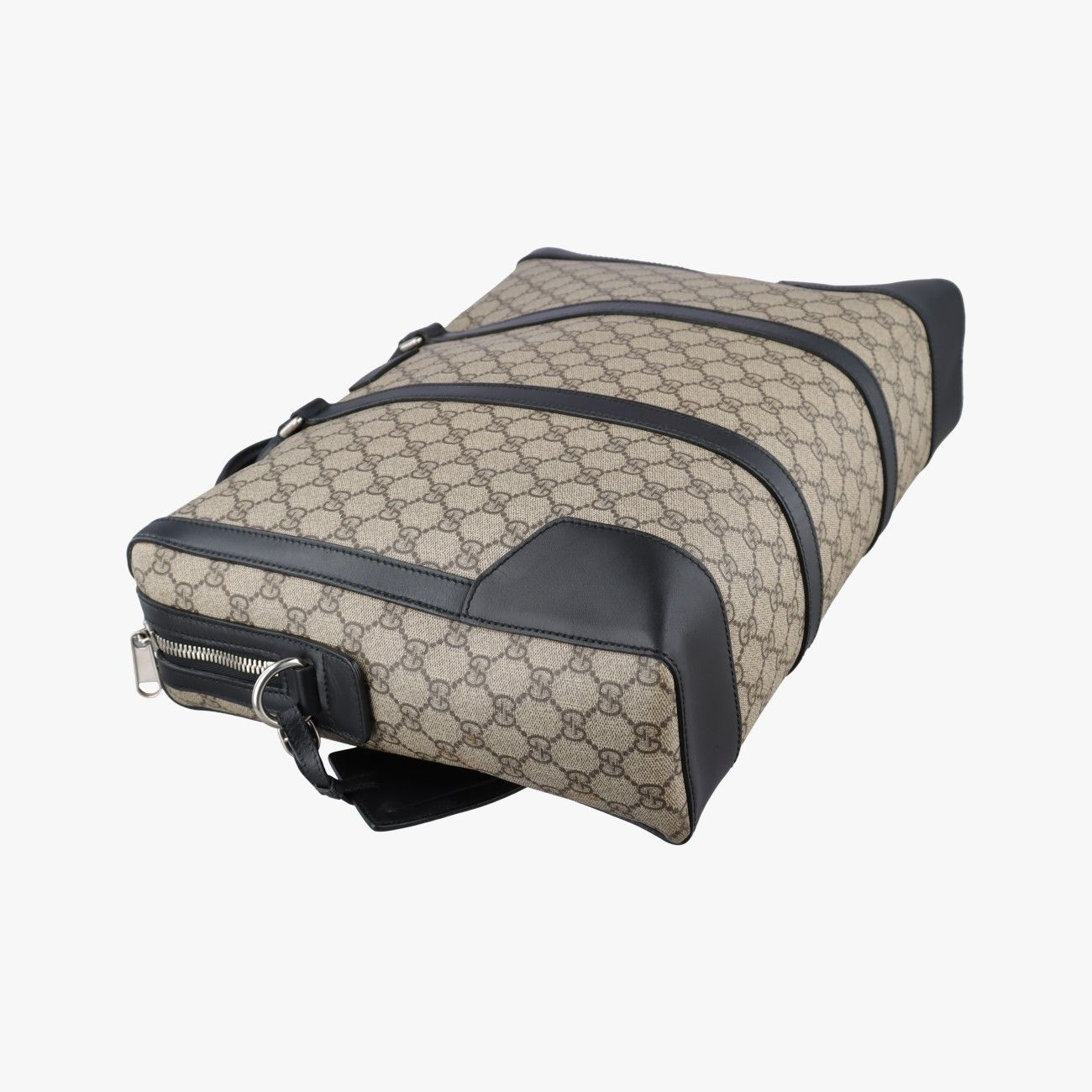 Gucci Carre Beige Black Canvas Leather Handbag — view 5