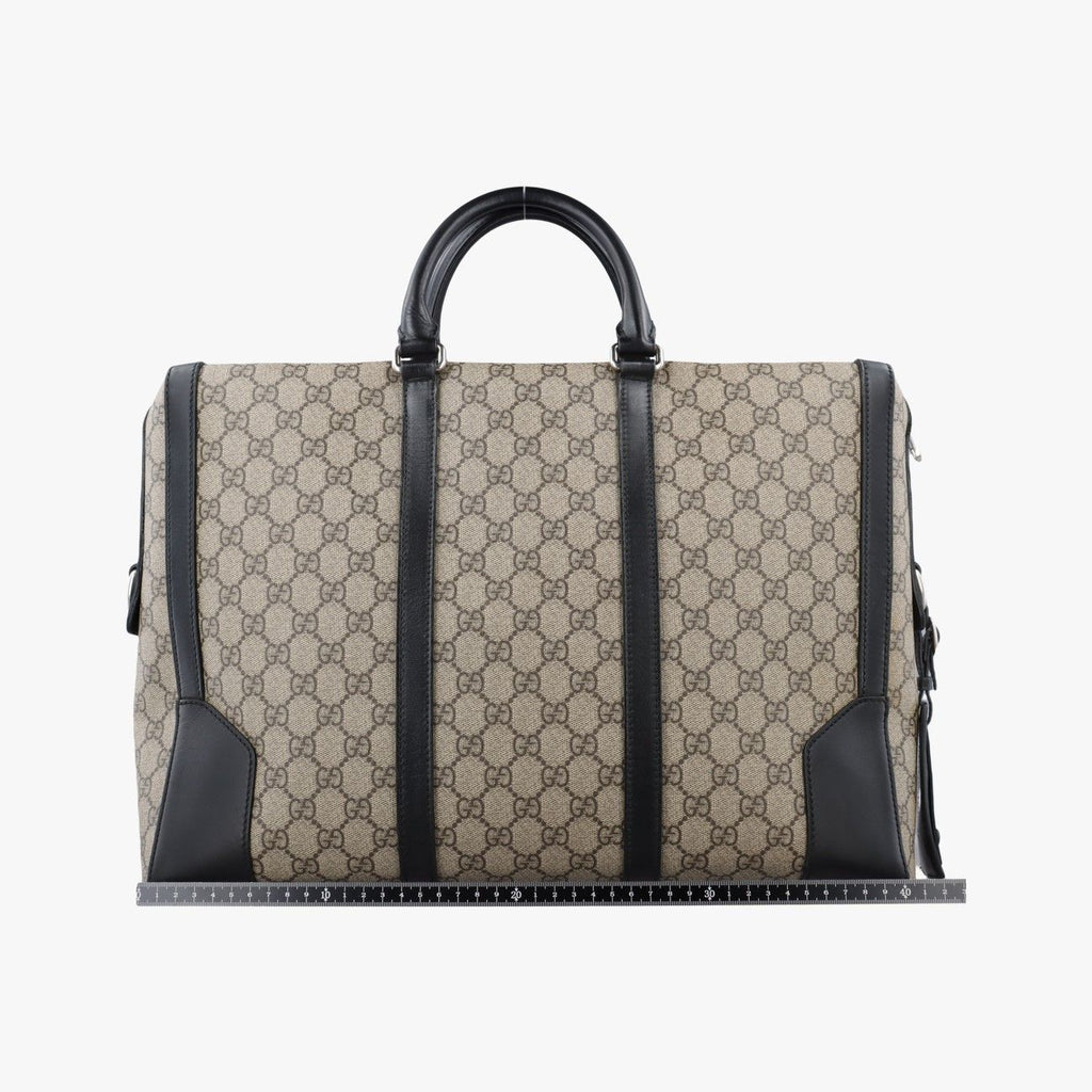 Gucci Carre Beige Black Canvas Leather Handbag — view 2