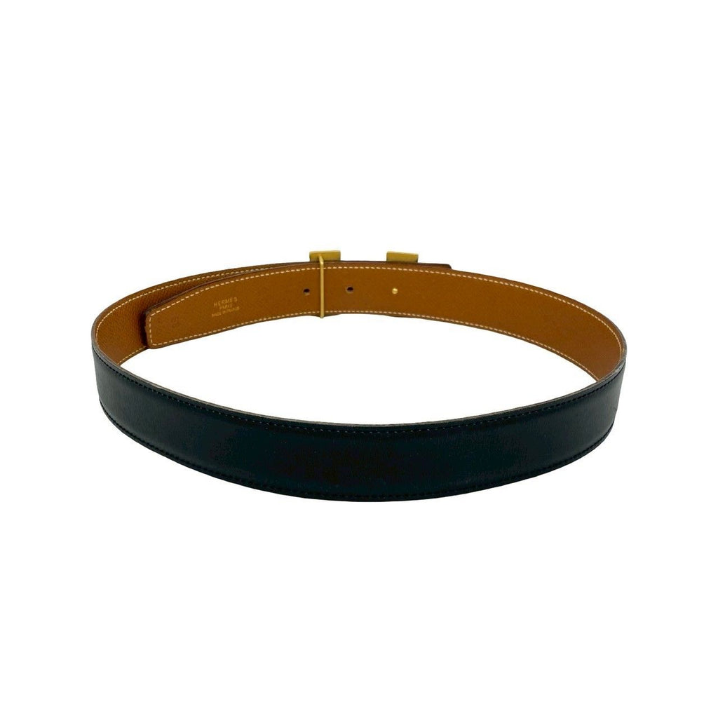 Hermes Vintage Constance Buckle 68 Leather Belt Black Gold — view 5