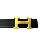 Hermes Vintage Constance Buckle 68 Leather Belt Black Gold — view 3