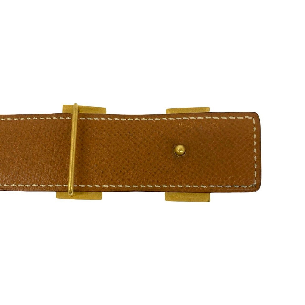 Hermes Vintage Constance Buckle 68 Leather Belt Black Gold — view 4