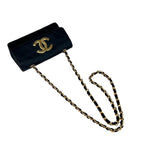 Chanel Large CC Logo Quilted Chain Shoulder Bag Satin Black — view 5